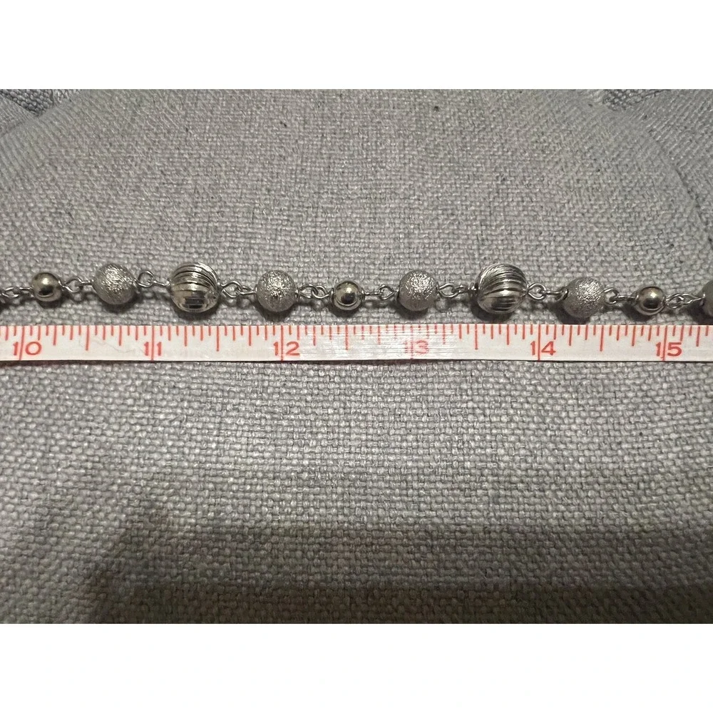 Monet Diamond Cut Beads Silver Color‎ Metal Beaded Necklace 27 Inches New